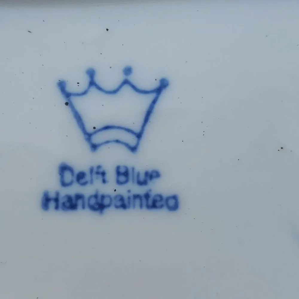 Delft Blue Salt and Pepper Shakers Hand Painted Salt Pepper Pigs in Trough
